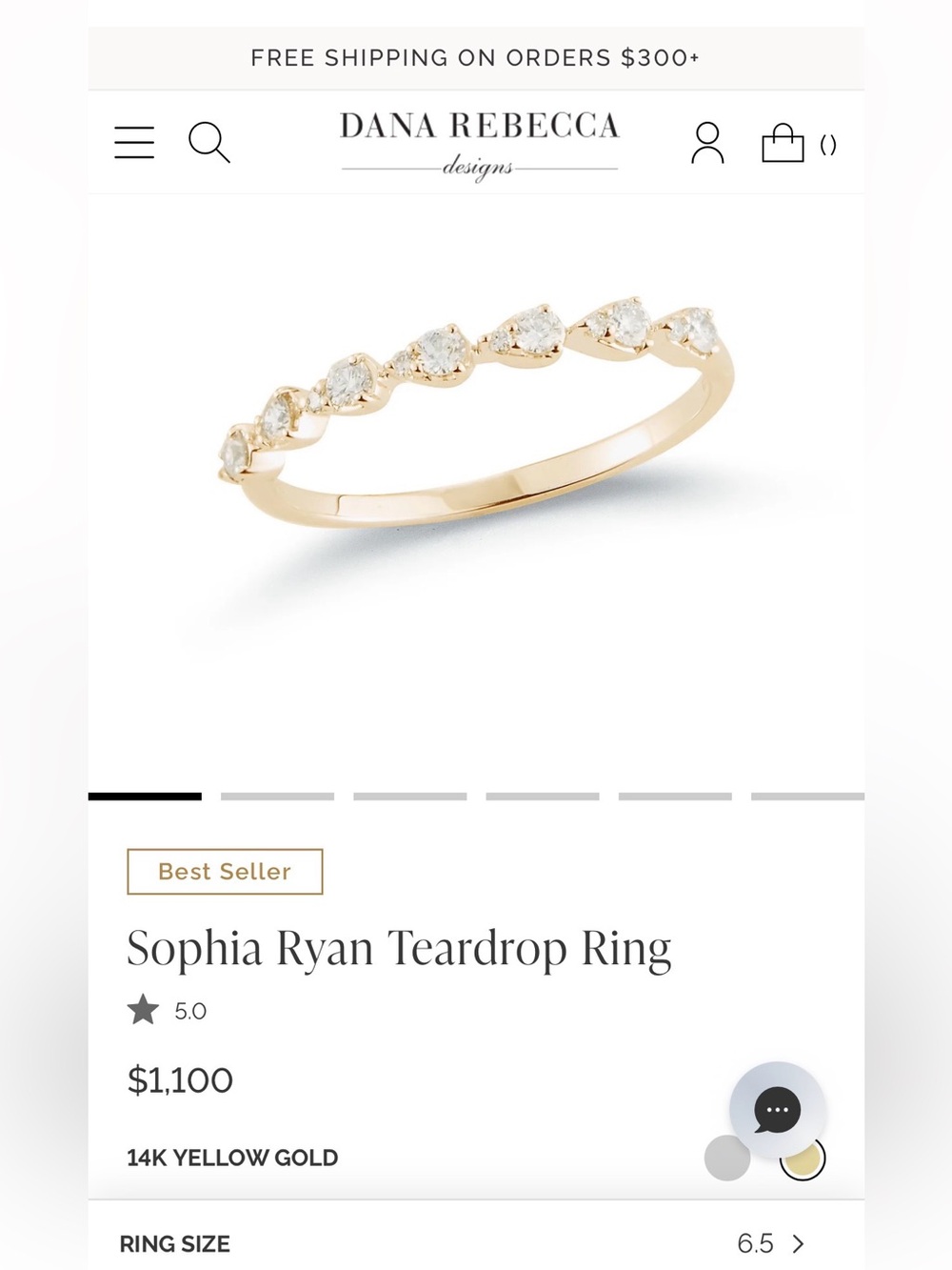 Dana Rebecca Designs Sophia Ryan Teardrop Ring sz 6.5